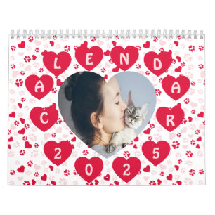 Custom Photo Paw Print Pattern Calendar 2025