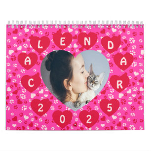 Custom Photo Paw Print Pattern Calendar 2025
