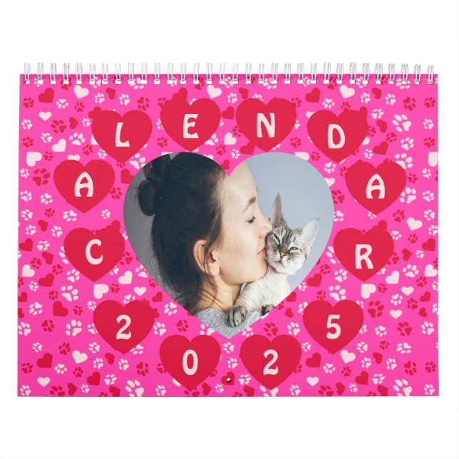 Custom Photo Paw Print Pattern Calendar 2025 (Cover)