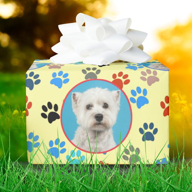 Custom Photo Paws Cat Lover Dog Lover Pet Lover Wrapping Paper (Creator Uploaded)
