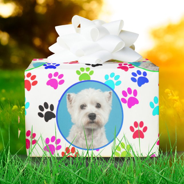 Custom Photo Paws Dog Lover Cat Lover Pet Lover Wrapping Paper (Creator Uploaded)