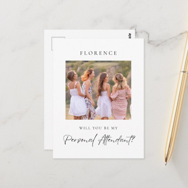 Custom Photo Personal Attendant Proposal Postcard (Front/Back In Situ)