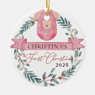 Custom Photo Personalised Baby's 1st Christmas  Ceramic Ornament