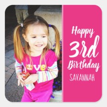 Custom Photo Personalised Birthday Party Stickers