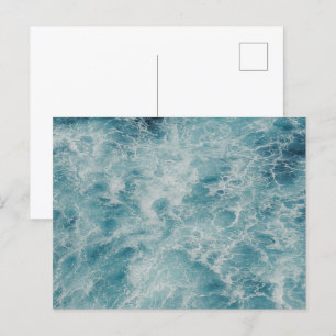 Custom Photo Personalised Blue Beach Waves Holiday Postcard