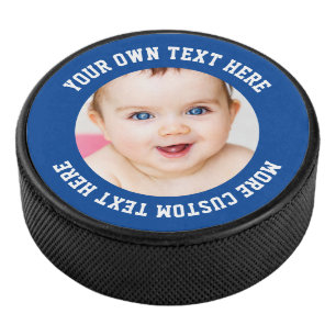 Custom Photo Personalised Blue Hockey Puck