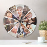 Custom Photo Personalised Family Children Friends Round Clock<br><div class="desc">Create your own customised 12 photo wall clock with your custom images.</div>