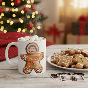 Custom photo personalised gingerbread man coffee mug