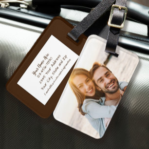 Custom Photo Personalised Identification Brown Luggage Tag