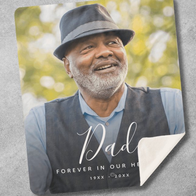 Custom Photo Personalised Memorial Father Dad Sherpa Blanket (Dad Photo Memorial Blanket)