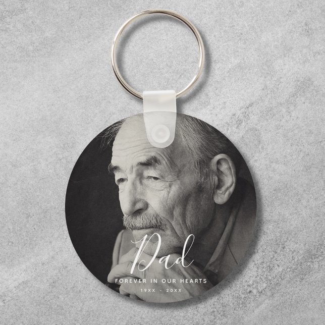 Custom Photo Personalised Memorial ornament Key Ring (Dad Photo Memorial Keychain)