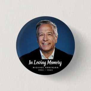 Custom Photo Personalised Memorial Tribute Funeral 3 Cm Round Badge