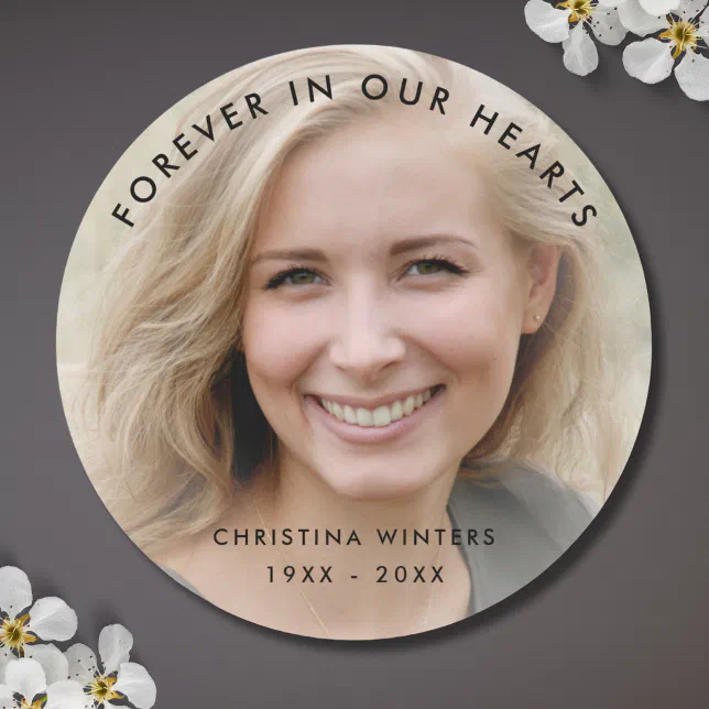 Custom Photo Personalised Memorial Tribute Funeral Classic Round ...