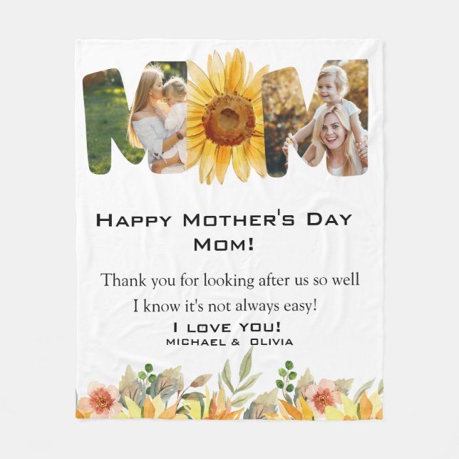 Custom Photo Personalised Mothers day Fleece Blanket (Front)