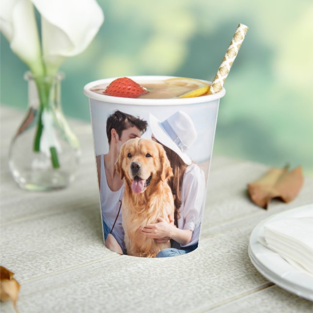 Custom Photo Personalised Name Date Wedding Paper Cups (Insitu)