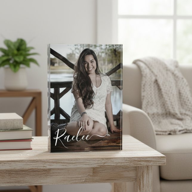 Custom Photo Personalised Name Elegant Keepsake Block (Custom Photo Personalized Name Elegant Keepsake)