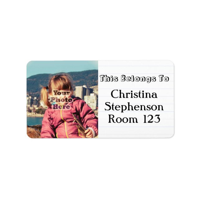 Custom Photo Personalised Name School Labels (Front)
