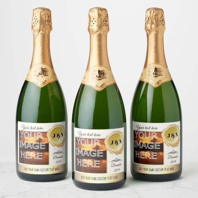 Custom Photo Personalised Sparkling Wine Bottle Label (Bottles)