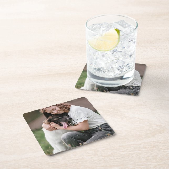 Custom Photo Personalised   Square Paper Coaster (Insitu)