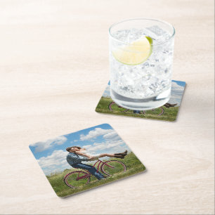 Custom Photo Personalised  Square Paper Coaster