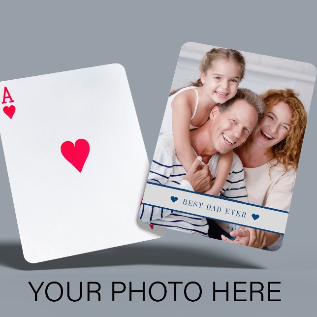Custom photo personalised text family modern playing cards