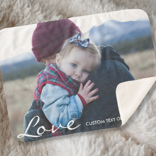 Custom Photo Personalised Text Modern Love Sherpa Blanket
