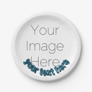 Custom Photo – Personalized blue text Paper Plate