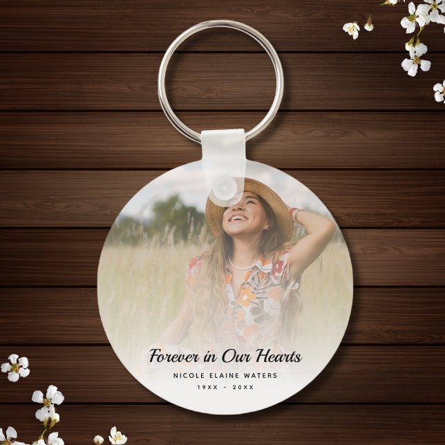 Custom Photo Personalized Memorial Funeral Tribute Key Ring (Photo Memorial Keychain)