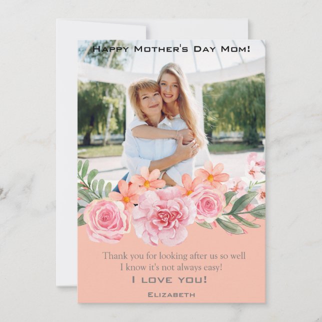 Custom Photo Personalized Mothers day Holiday Card (Front)