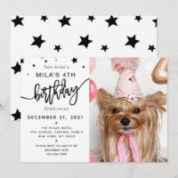 Custom Photo Pet Dog Birthday Party Black