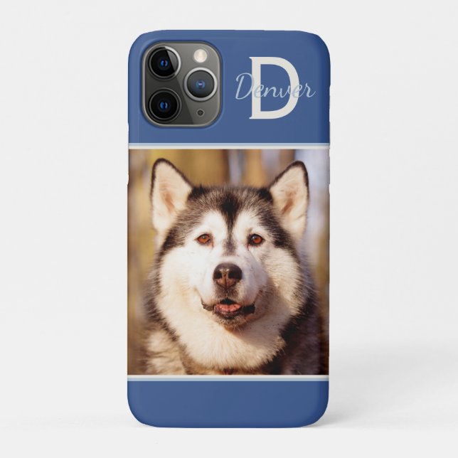 Custom Photo Pet Dog Cat Cute Monogram Photo Case-Mate iPhone Case (Back)