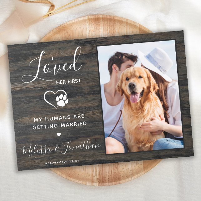 Custom Photo Pet Dog Rustic Country Wedding Invitation (Creator Uploaded)