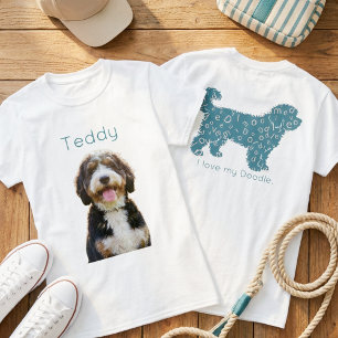 Custom Photo Pet Name Doodle Mum Teal Aesthetic T-Shirt
