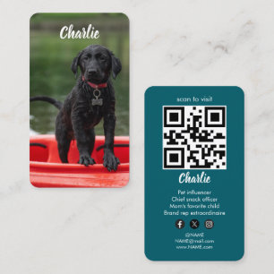 Custom Photo Pet Puppy Dog Social Media QR Code Business Card