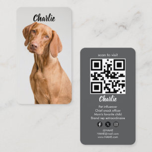 Custom Photo Pet Puppy Dog Social Media QR Code Business Card
