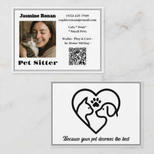 Custom Photo Pet Sitter Business Card 