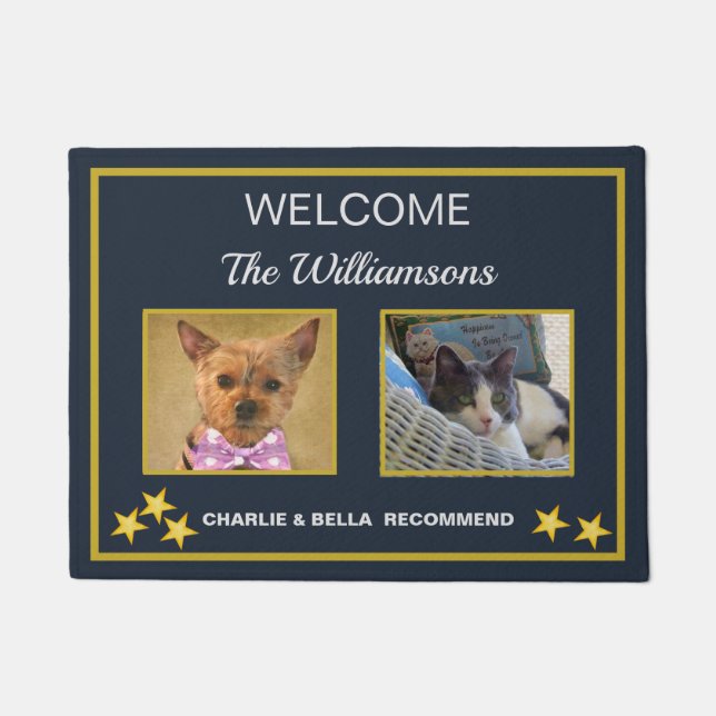 Custom Photo Pets Names Welcome  Doormat (Front)