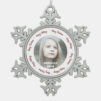 Custom Photo Pewter Snowflake Ornament