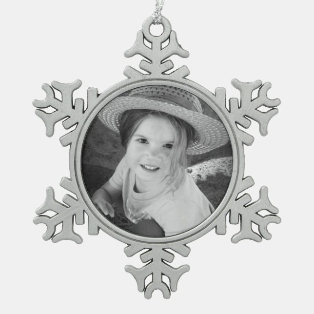 Custom Photo Pewter Snowflake Ornament Template (Front)