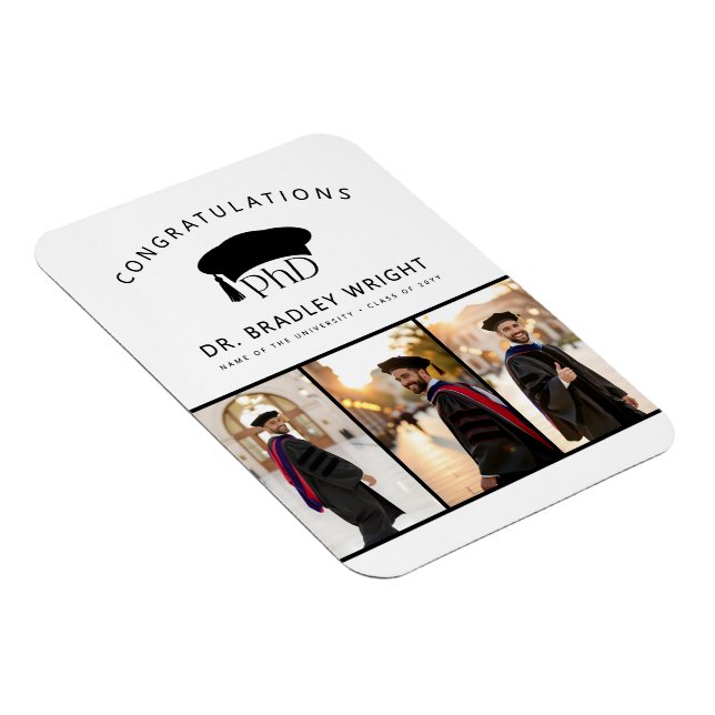 Custom Photo PhD Hat Doctoral Degree Graduation Magnet (Right Side)