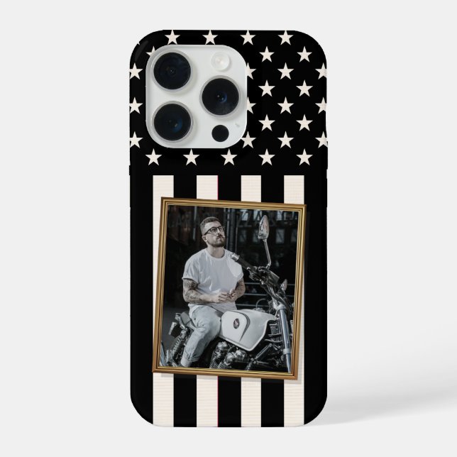 Custom Photo Phone Case, USA Flag Patriotic iPhone Case (Back)