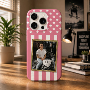 Custom Photo Phone Case, USA Flag Patriotic iPhone 15 Pro Case