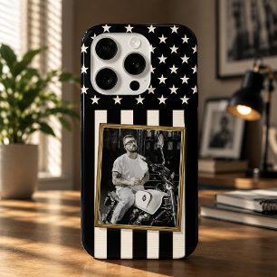 Custom Photo Phone Case, USA Flag Patriotic iPhone 15 Pro Case