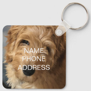 Custom photo picture name contact info monogram  key ring