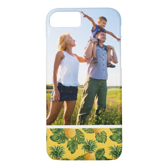 Custom Photo Pineapples & Tropical Leaves On Gold Case-Mate iPhone Case (Back)