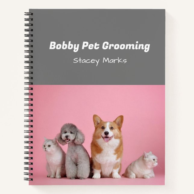 Custom photo pink and grey Spiral Notebook (Front)