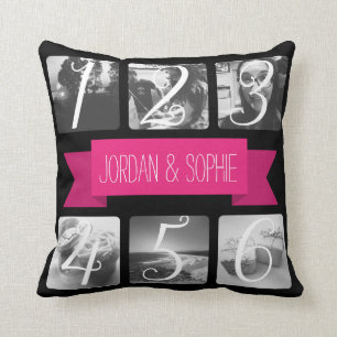 Custom Photo Pink Banner Text Cushion