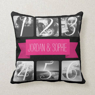 Custom Photo Pink Banner Text Cushion