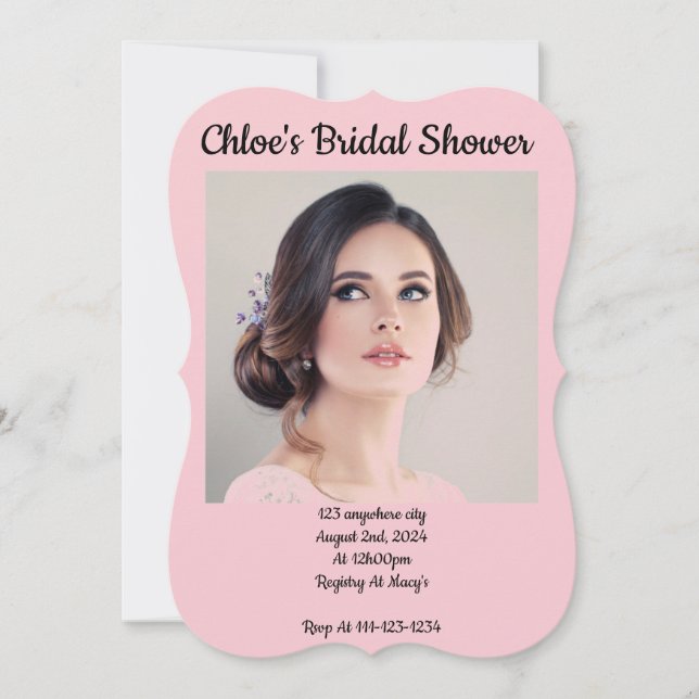 CUSTOM PHOTO PINK BRIDAL SHOWER INVITATION (Front)