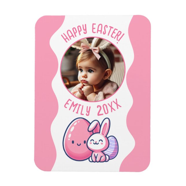 Custom Photo Pink Easter Baby Keepsake  Magnet (Vertical)